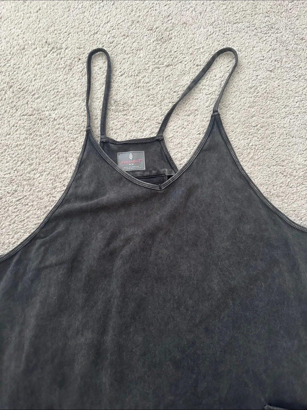 Free People Washed Black Spaghetti Strap Jumpsuit